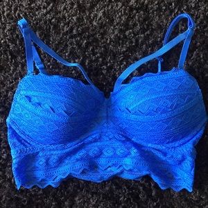 Blue padded lace bralette